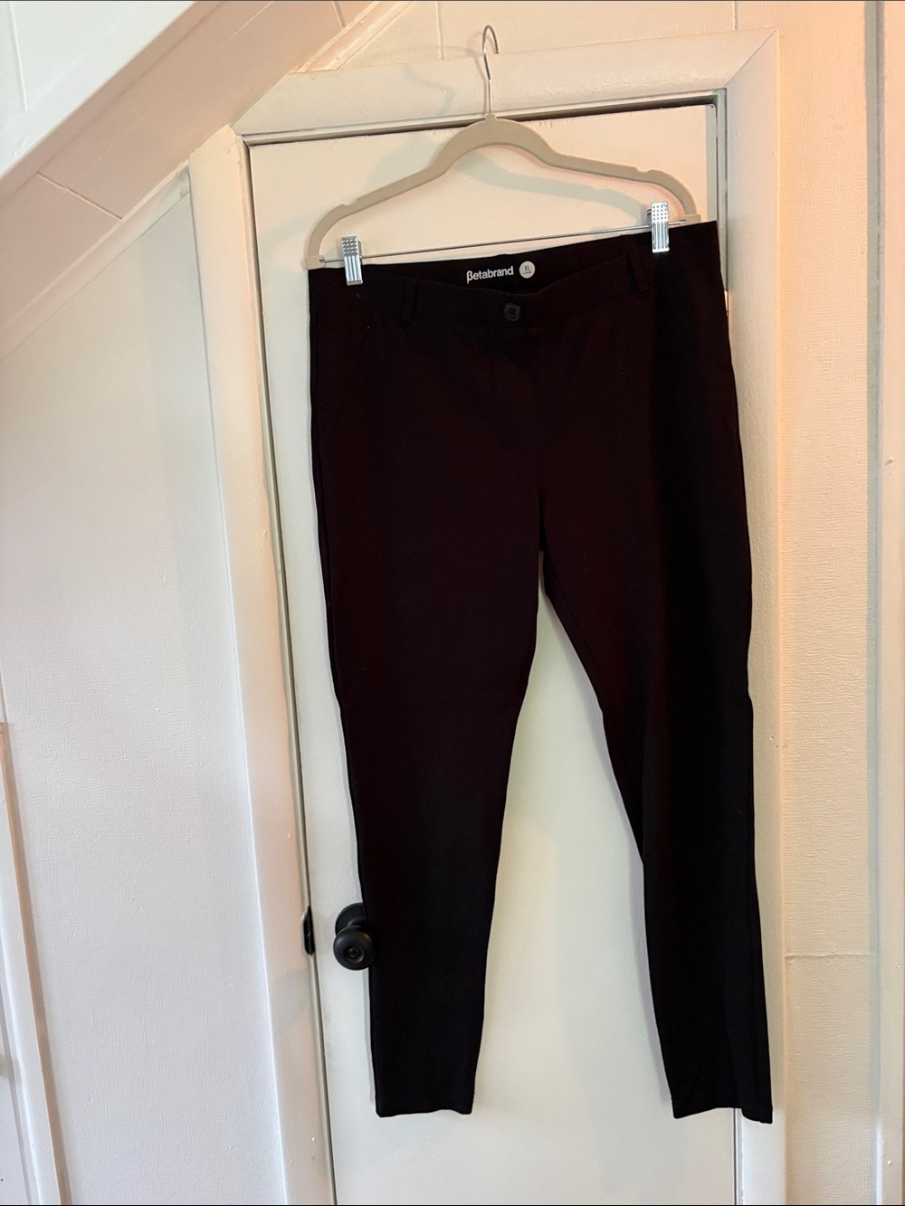Betabrand Black Ponte Button-Front Pants